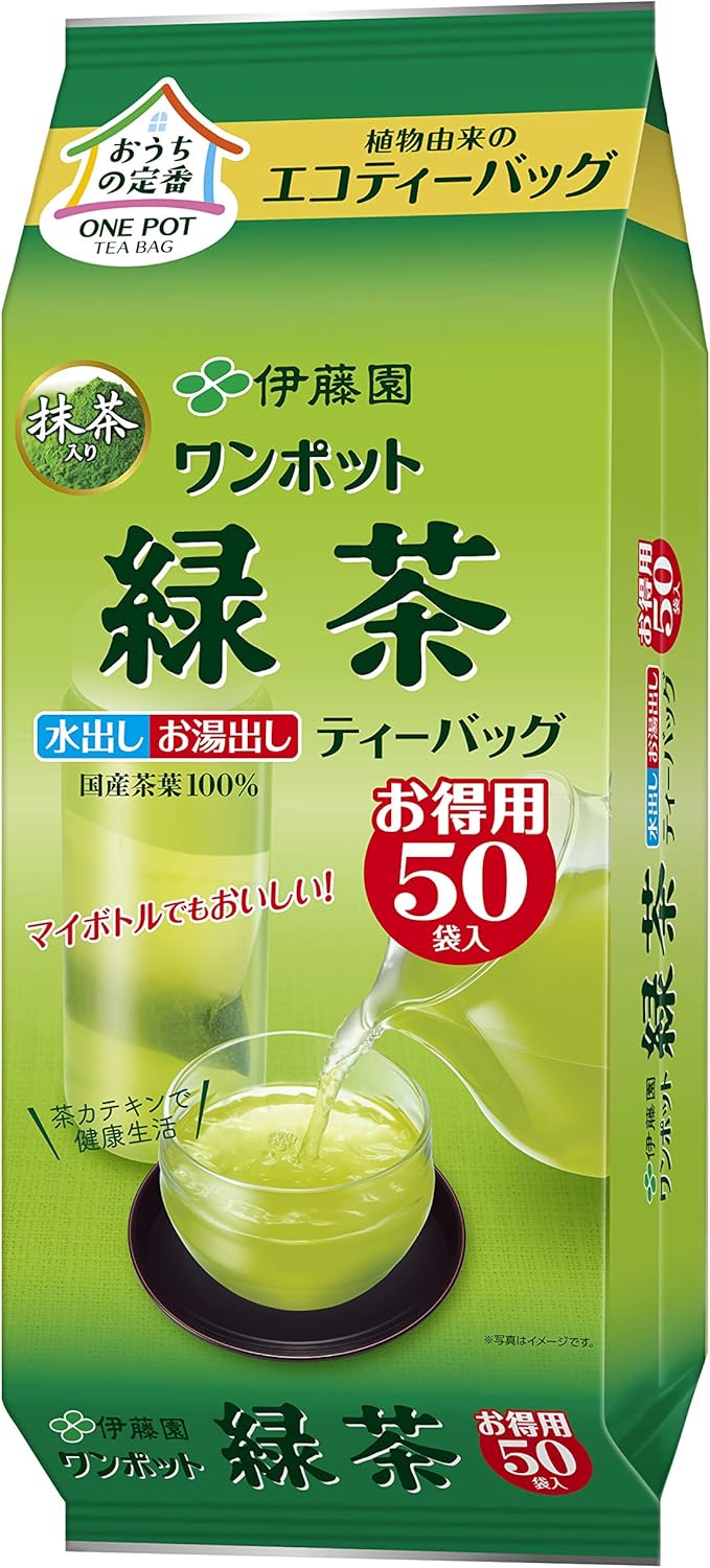 Itoen One Pot Green Tea with Matcha (Eco Tea Bag), 0.1 oz (3.0 g) x 50 Bags
