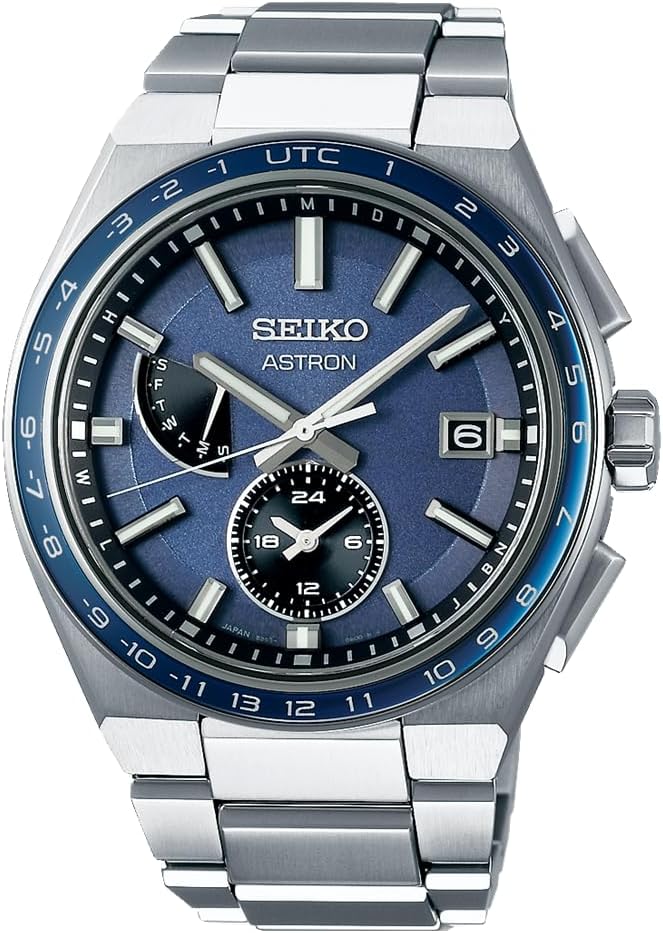 Seiko Watch Astron NEXT 1st Collection Wristwatch, Solar Radio Wave, silver/blue, 1 piece, Art Deco, Bracelet Type