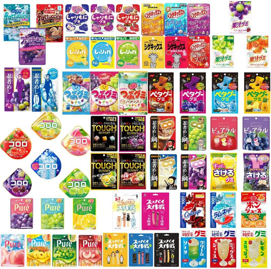 Assortment of 12 Types of Gummies, Total 12 Pieces, Meiji UHA Mikakuto Kanro Kabaya Bourbon Nobel Taste Comparison Set, Large Capacity, Snack, Gift, Halloween, Christmas