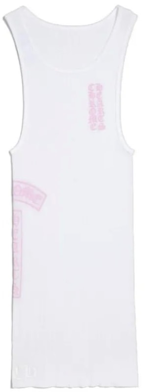 CHROME HEARTS 'T BAR RIB' WHITE/PINK TANK TOP