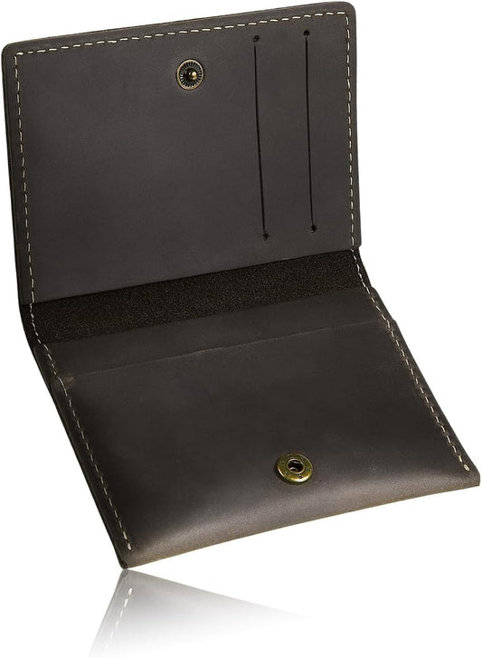 Kameto Bag Manufacturing Men's Credit Card Case, Genuine Leather, Card Slot, Thin, dark brown