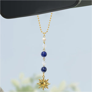 Dije colgante de sol para automóvil, espejo retrovisor, bonito adorno bohemio colgante de sol para decoración del automóvil, ornamento colgante, piedras de cristales naturales curativos hechos a