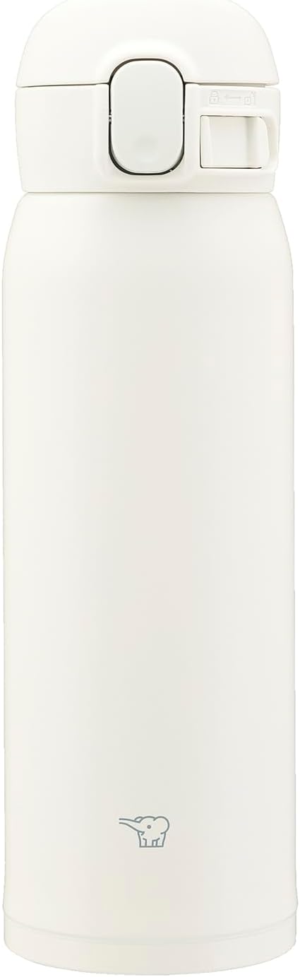 Zojirushi SM-WS48-WM Water Bottle, 480ml 【Easy-to-Use Classic Mug】 Easy to Clean Seamless Straw, Only 3 Parts to Wash, Lightweight & Compact, Keeps Cold & Warm, One Touch Mug, Matte White