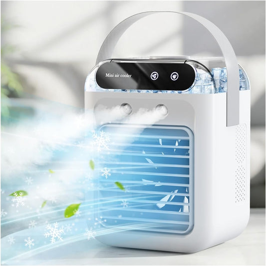 (Exclusive) Cooling Fan, 2026 High Performance Model, Super Strong Mist, Powerful Tabletop Cooler, Mini Air Conditioner, Cooler Fan, Small, 16.9 fl oz (500 ml), Large Capacity, 2 Levels