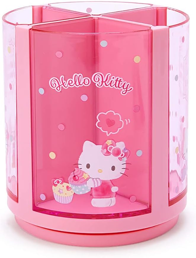 Sanrio 213110 Sanrio Pen Stand, Pink, Plastic, Hello Kitty, Kitty 360 Degree Rotation, Pen Stand, Pen Holder, Cosmetics, Makeup Brush, Tulle, Pet Character