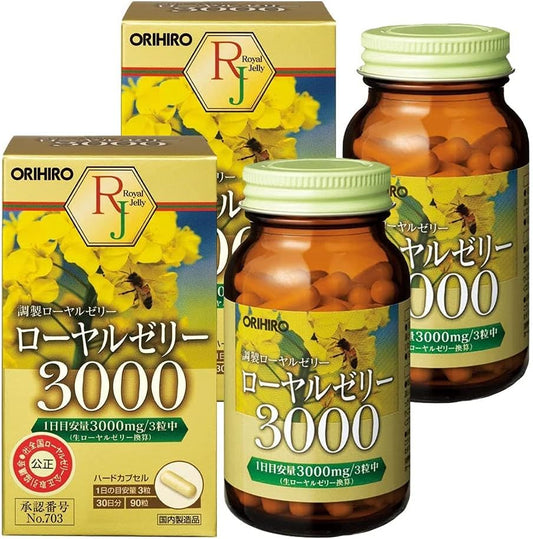 Set of 2 Orihiro Royal Jelly 3000, 90 Tablets x 2 Packs