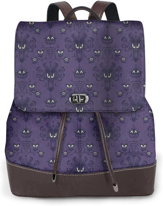 Haunted Mansion - Mochila para mujer, de cuero, a la moda, lindas mochilas pequeñas, ligeras, informales, viajes, senderismo, mochila para laptop, mochila de hombro