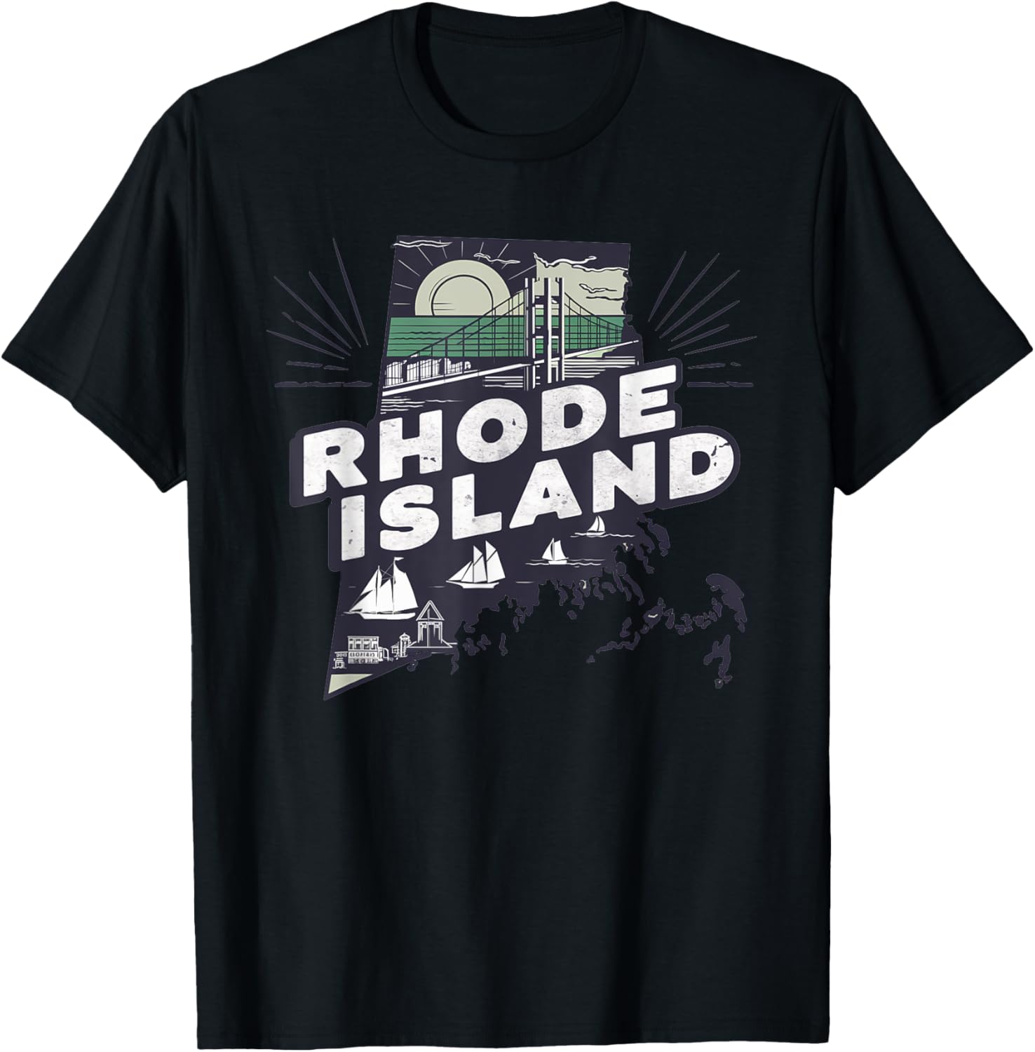 Rhode Island State of Rhode Island Camiseta retro de Rhode Island, Negro -