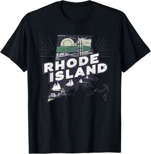 Rhode Island State of Rhode Island Camiseta retro de Rhode Island, Negro -