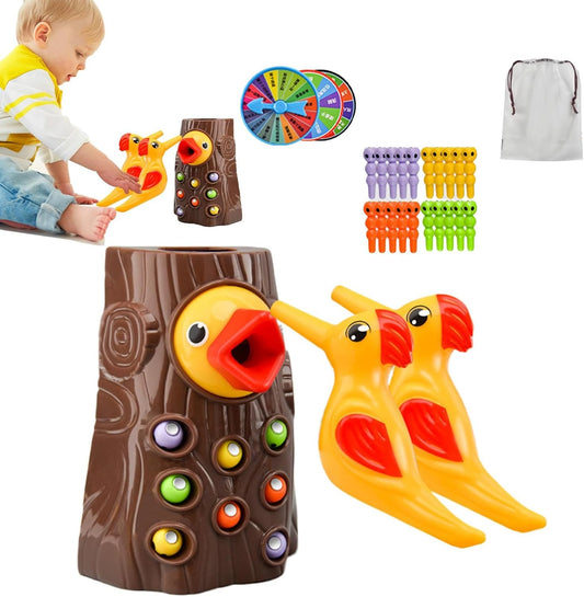 Magnetic Bird Feeder Toy, Bird Feeding Toy | Magnetic Worm Catch Game with Tree Stump, Interactive Early Learning Toy, Fine Motor Skills Educational Toys for Kids and Toddlers
