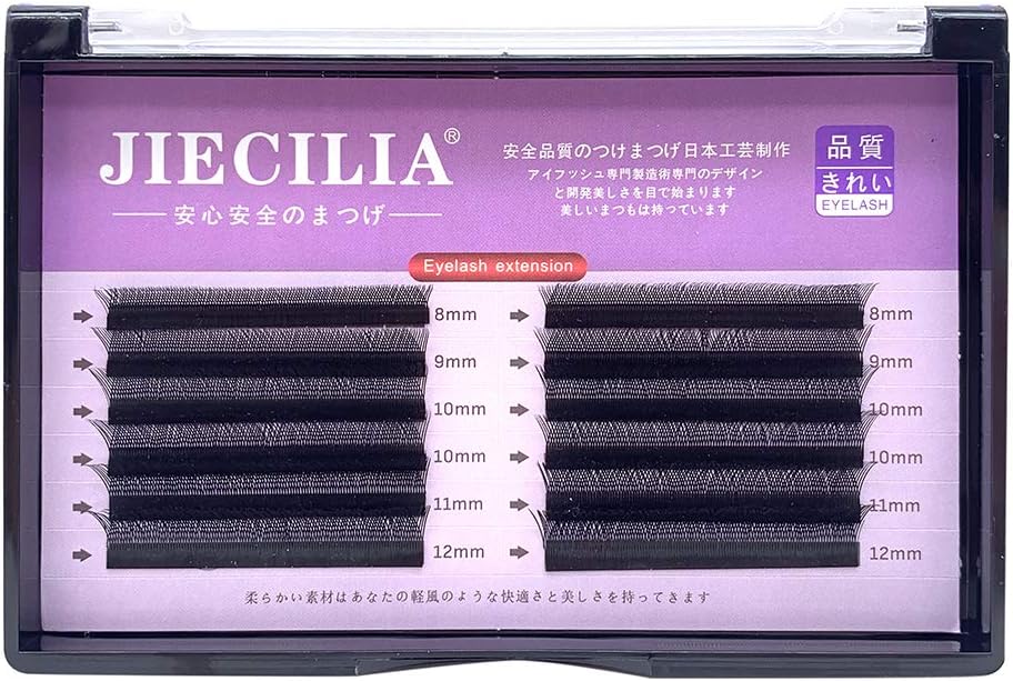 Musthetes Eyelash Exclusively for Eyelash Extensions, Fake Mink Crush, Lightweight, Soft, Eyelash Extensions, Special Y Shape, Thickness 0.07 Curls, C, Length 0.3 - 0.5 inch (8 - 12 mm), Mixed Black, EE-143