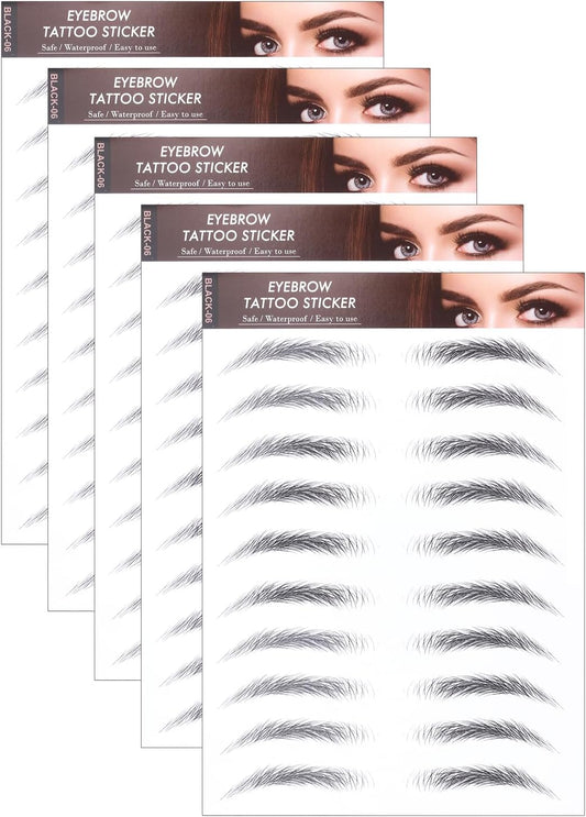 YOYO Eyebrow Seals Natural Waterproof Time-saving Long Lasting 60 Pairs Women Eyebrow Stamp Permanent Makeup Eyebrow Patch Eyebrow Tint No Fall Off (black-06)