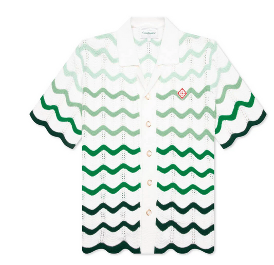 CASABLANCA 'GREEN GRADIENT' WAVE KNIT SHIRT