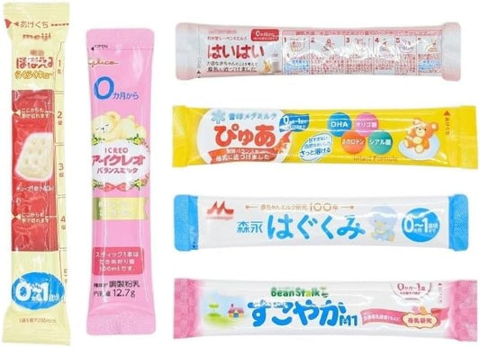 Powdered Milk, Assorted Set, Trial Set, 6 Types, Total of 6 Bottles, Stick Type, Portable, For Comparing Drinks, Sample Style, Milk, Divided Pack, Baby Milk
