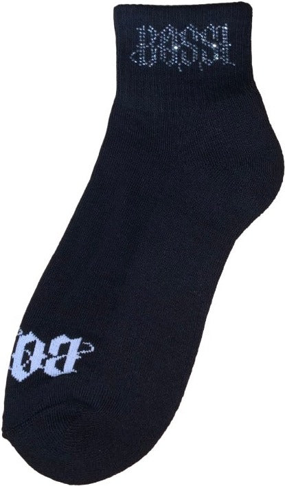 BOSSI 'LIGHT SILVER LOGO' RHINESTONE BLACK SOCKS