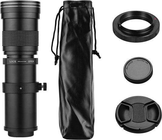 LOUJIN Camera MF Super Telephoto Zoom Lens F/8.3-16 420-800mm T2 Mount (with AI Mount Adapter Ring) Universal 1/4 Screw Replacement for Nikon AI Mount D50 D90 D5100 D7000 D3 D5100 D3100 D3000D60