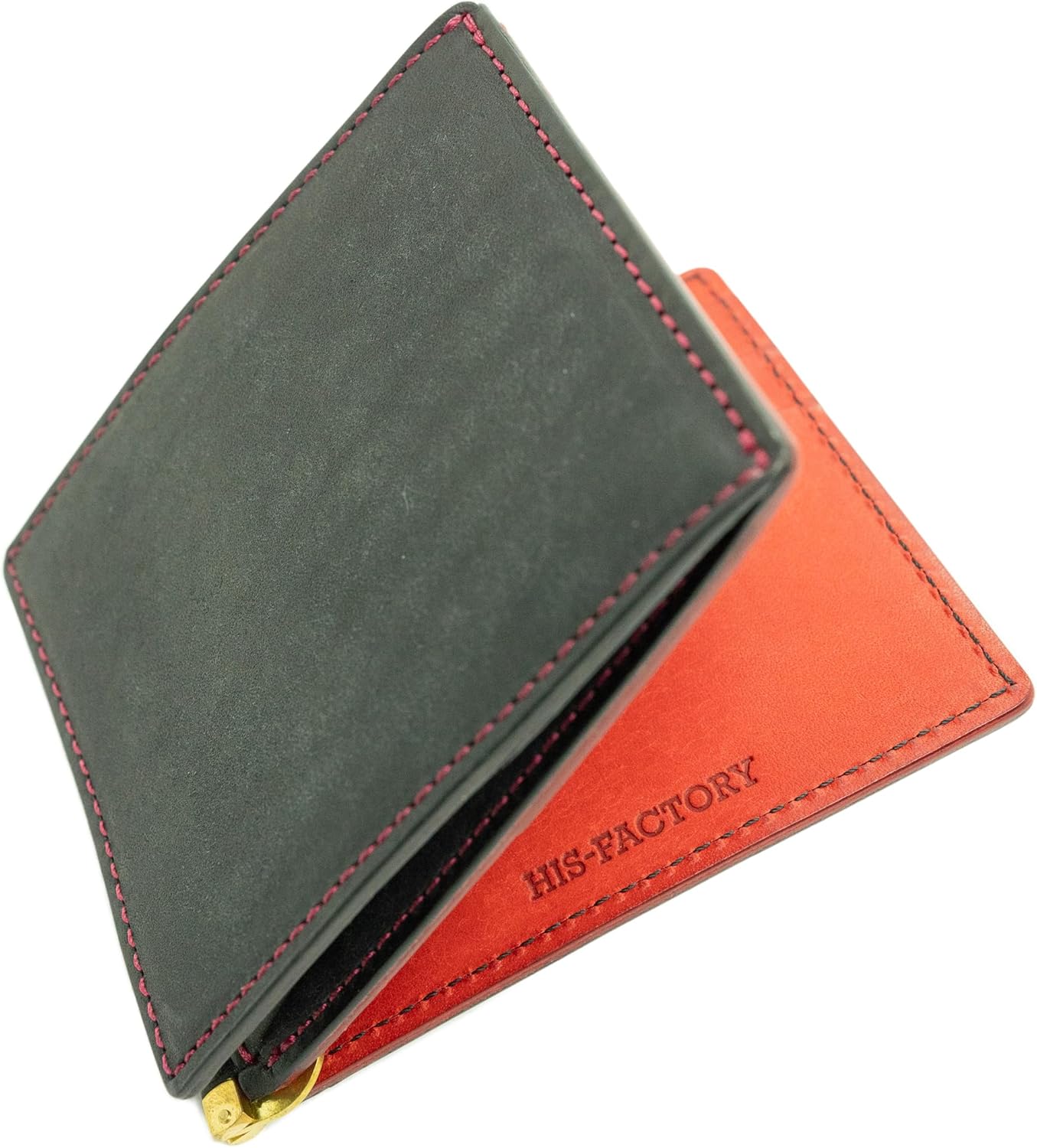 Hizu Factory Money Clip with Coin Purse (New Black x Papabelo / Reverse Stitching Color), New Black x Patello / Stitched Color Inverted