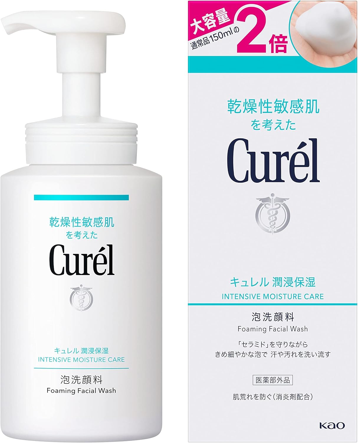 Curel Moisture-Penetrating Moisturizing Foam Facial Cleanser, Large Size Bottle, 10.1 fl oz (300 ml)