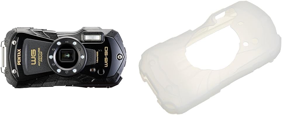 PENTAX WG-90 Black [Protector Jacket Set] Genuine Waterproof Digital Camera, 39.8 ft (14 m) Waterproof (2 Hours Continuously), 3.6 ft (1.6 m), Shockproof, Dustproof, Cold Resistant to -10°C, Outdoor