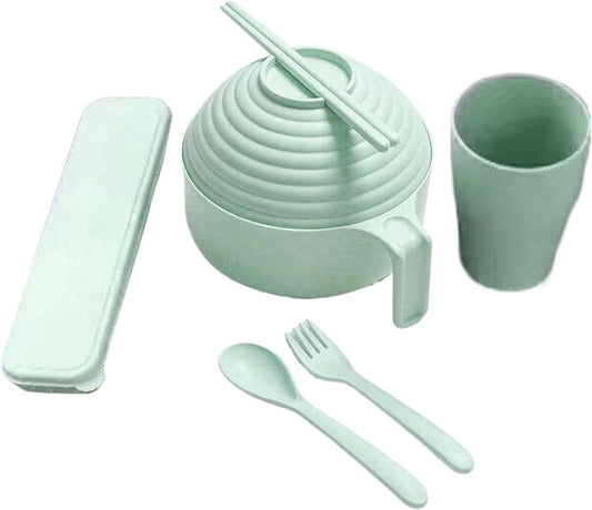 Ramen Bowl Cooker Set, Ramen Bowl Set | Instant Ramen Bowl Set Ramen Bowl Set, Portable Ramen Bowl with Handle and Lid for Ramen, Pho, Udon, Soba, Soup Noodles, Asian Food
