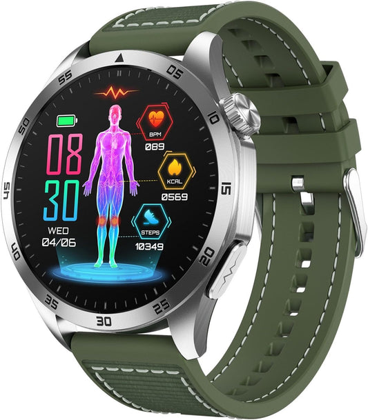 JUSUTEK 2024 Popular Luxury Smart Watch with Calling Function, 1.43 Inch AMOLED Round Watch, 24 Hour Ultra-wide Measurement Function, Bluetooth 5.2, Smart Watch, Constant Lighting, IP68 Waterproof,