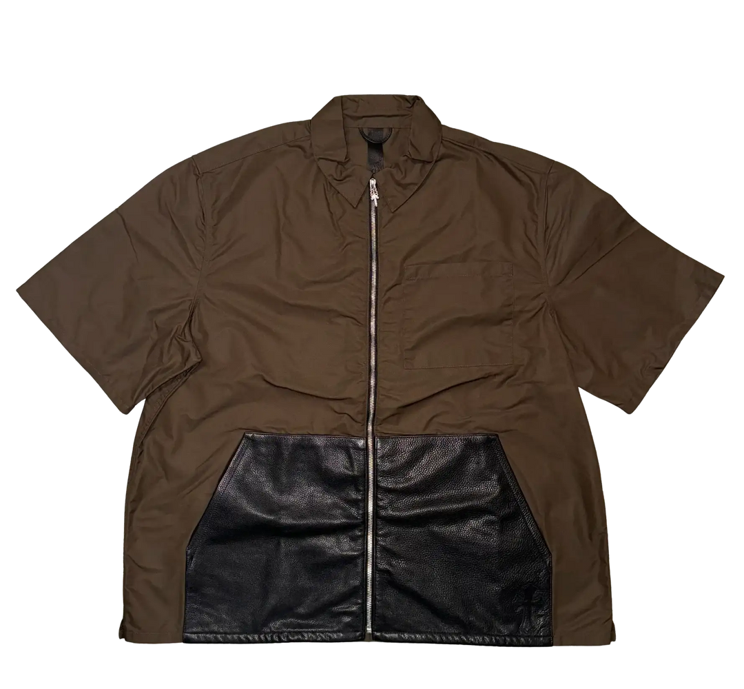 CHROME HEARTS 'BROWN' NYLON & LEATHER DOUBLE KNEE CARPENTER SHORT SET
