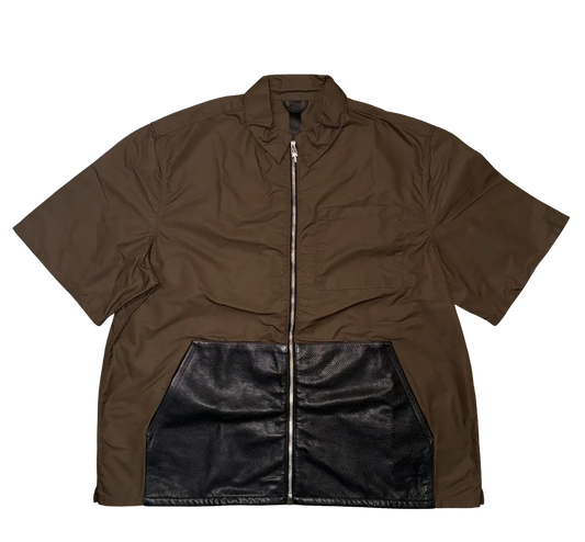 CHROME HEARTS 'BROWN' NYLON & LEATHER DOUBLE KNEE CARPENTER SHORT SET