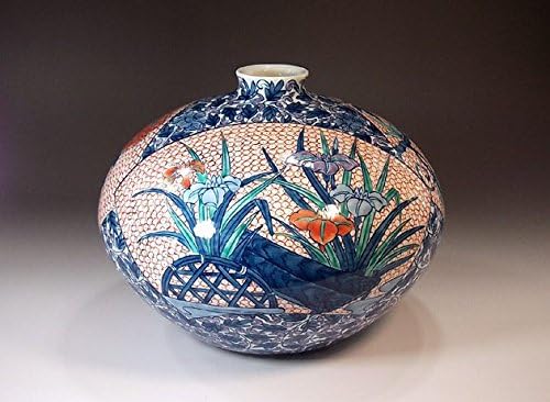 Traditional Craft Articles|Dyed Arabesque Fan Brocade Urns|Arita Ware Imari Pottery Vase | Porcelain House Fujii Nishiki