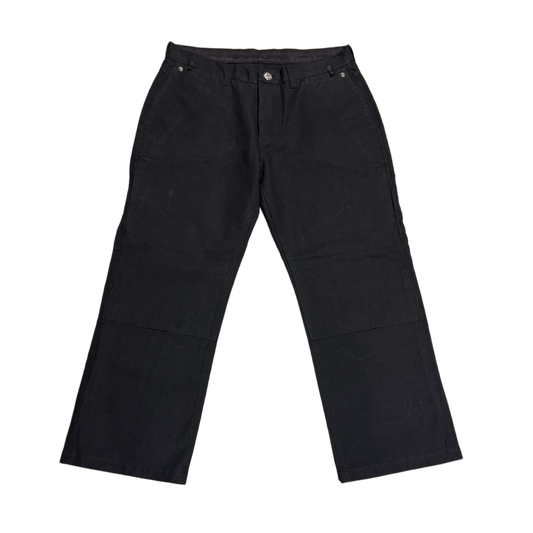 CHROME HEARTS '13 CROSS PATCH' BLACK DOUBLE KNEE CARPENTER PANTS