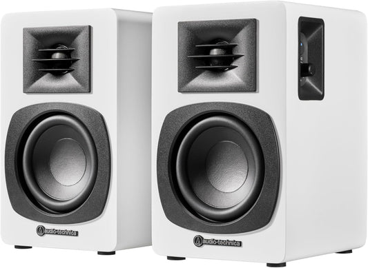Audio-Technica AT-SP3X WH Active Speaker, Bookshelf Speaker, Record Player, Bluetooth Speaker [Wired, RCA Input, Multi-Point Compatible, PC TV, Listening Music] White