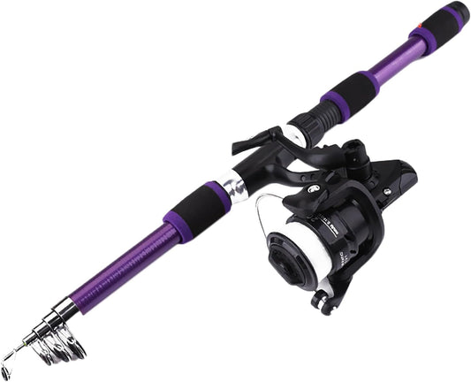 Fishing Set, Carbon Telescopic Fishing Rod with Spinning Reel Included, Carbon, For Beginners, 5.9 ft (1.8 m), Fishing Rod Set, Includes Bait and Line, Storage Bag Included, Portable, Lightweight