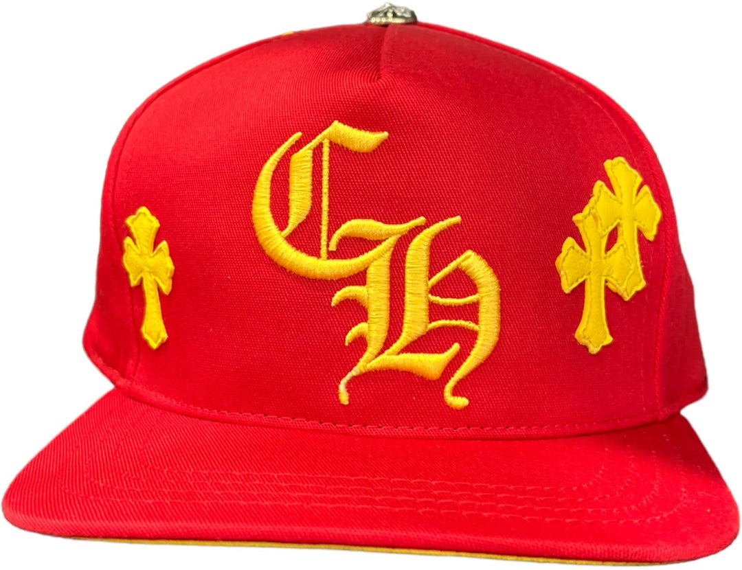 CHROME HEARTS 'CHERRY RED' CROSS PATCH HAT