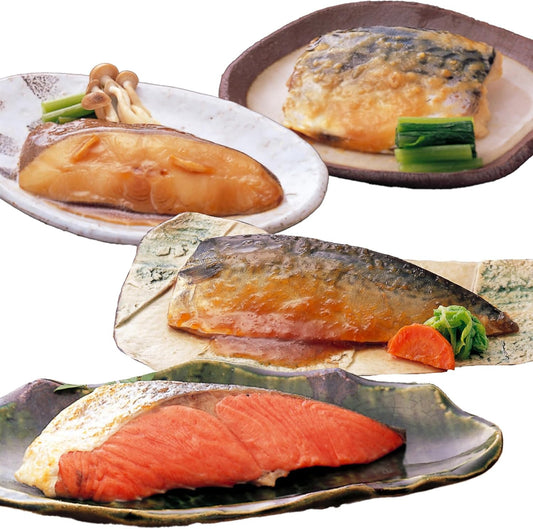 Matsunoe Plump Grilled Moist Boiled Two-stage Aging, 4 Types, Set of 12 Daimatsu, Shortest 1 Minute, Microwave Boiled Frozen, Side Dishes, Fish and Side Dishes, Japanese Food, Boiled Fish, Grilled