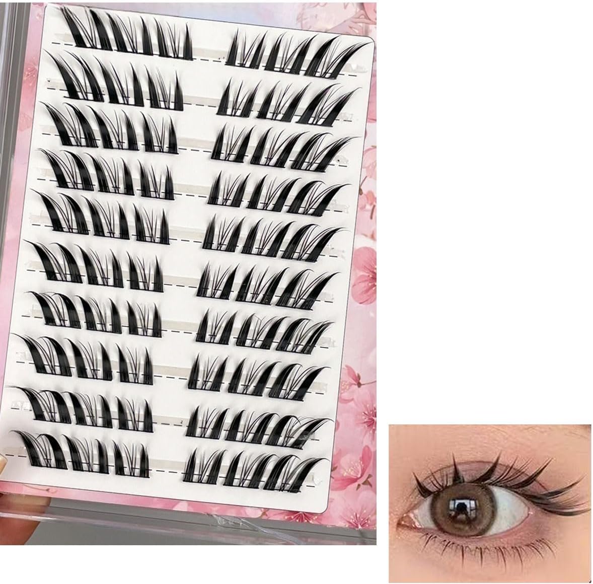 60 Pairs Large Capacity False Eyelashes, No Glue Required, Strong Adhesion, Cute, Three-Dimensional, Partial False Eyelashes with Glue, Bunchy, Popular, Beginner, Durable, Eye Makeup, Natural
