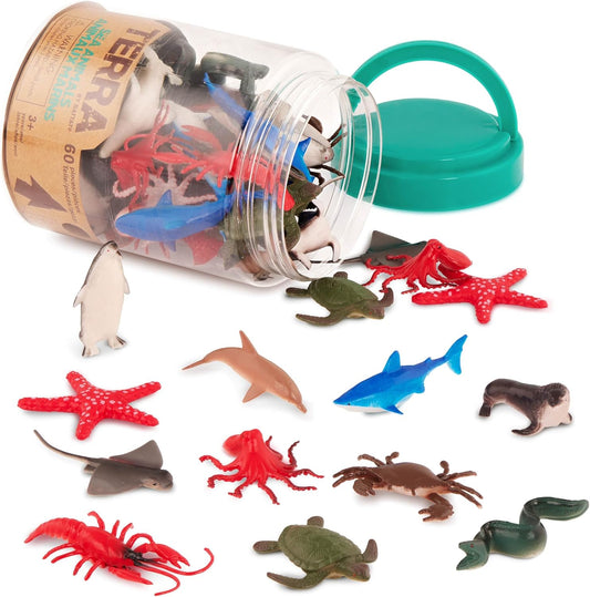 Terra Marine Life Sea Animal World Sea Creatures Figures 12 Types 60 Pieces Set Animal Toys Ages 3 Years Old and Up Authentic