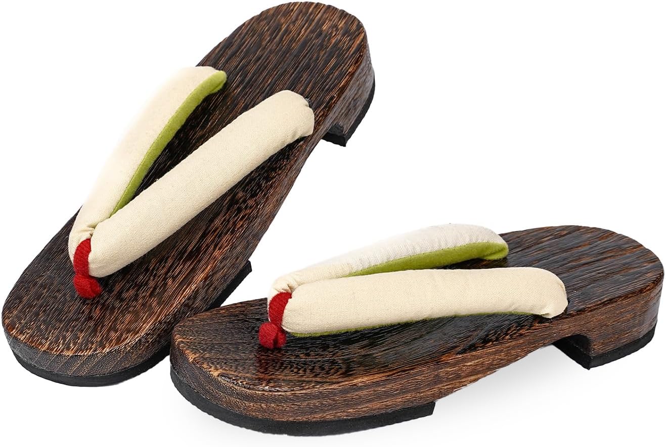 Amemari Women's Yukata Clogs, Large Size, Yukata Clogs, Size 2L (9.4 - 10.2 inches (24.0 - 26.0 cm), Summer, Cotton Linen, Plain Thong, No Pain, Thick Thong, Fluffy Thong, Large Size, Wide, Women's