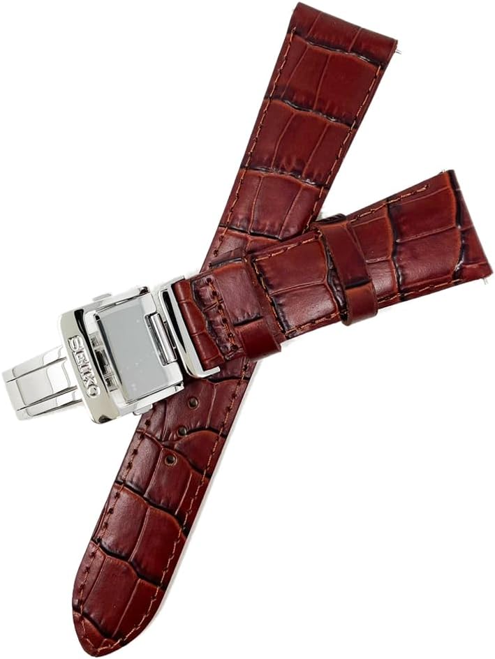Seiko Time Lab Co., Ltd. Seiko Watch Band, Cowhide Calf, Brown, Brown, Belt, D Buckle, Men's Watch Cloth (with Care Set)