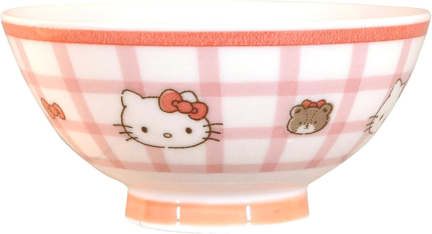 Sanrio 300101 Hello Kitty Rice Bowl, 4.3 inches (11 cm), Microwave, Dishwasher Safe, Dishware, Goods, Miscellaneous Goods, Dyed Check, Made in Japan