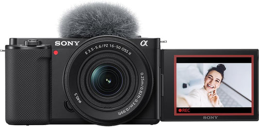 Sony ZV-E10 Mirrorless Digital Camera ZV-E10 Power Zoom Lens Kit (Included Lens: SELP16502), Black, ZV-E10K BQ Lens Replaceable APS-C E10K Black