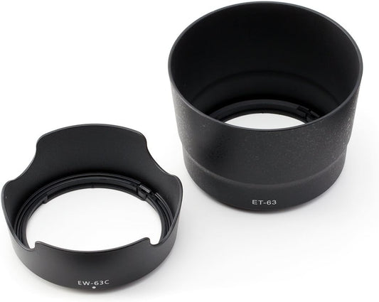Canon EOS Kiss X9 X10 X9i X8i X7i 9000D 8000D 80D 70D ダブルズームキット 同梱レンズ用 レンズフード2点セット (EW-63C&ET-63) 互換品