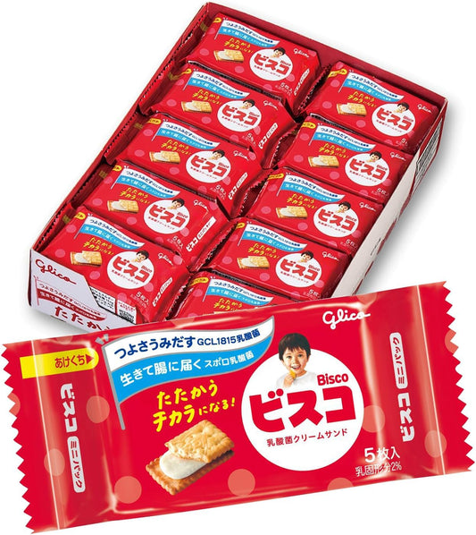 Bisco Mini Pack bisco glico Lactobacillus Cream Sandwich Biscuit Milk Cream 5 pieces × 20 packs Ezaki Glico