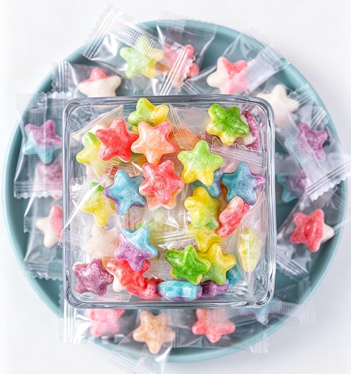 セイカオエン あめ ミルク味の星型キャンディ キャンディ ぶどう・いちご・パイナップル・白桃 個包装 おやつ 夏バテ防止 お祭り お配り用 大容量 (星型+ハート飴300g(約140個)) [並行輸入品]