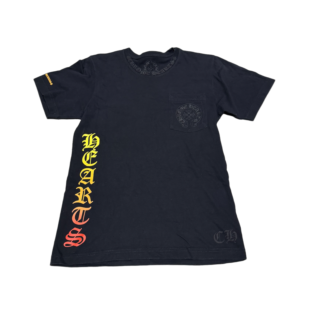 CHROME HEARTS 'SUNSET GRADIENT' HORSESHOE BLACK POCKET TEE