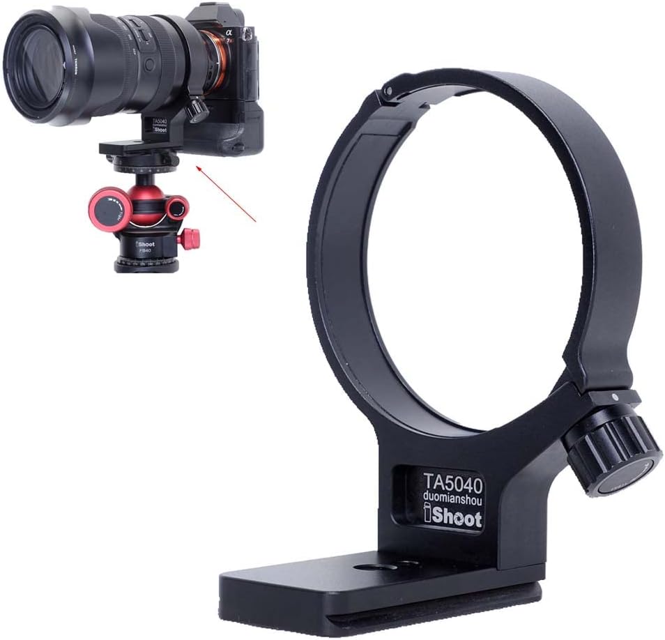 iShoot Metal Lens Support Collar, Lens Bracket Collar, Tripod Socket, Camera Ring Style Tripod Mount, Tripod Mount Ring, Compatible with Tamron 50-400mm f/4.5-6.3 Di III VXD A067, Bottom Quick Release