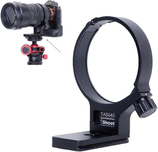 iShoot Metal Lens Support Collar, Lens Bracket Collar, Tripod Socket, Camera Ring Style Tripod Mount, Tripod Mount Ring, Compatible with Tamron 50-400mm f/4.5-6.3 Di III VXD A067, Bottom Quick Release