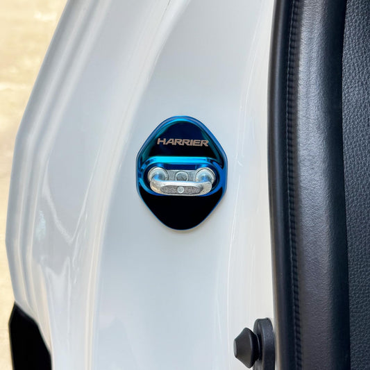 TADOKAPATU Toyota Harrier 80 Series Striker Cover, Door Lock Cover, Plating, Accessories, Interior Parts, Stainless Steel, 4 Pieces, Easy to Install [Blue] HR-MGL