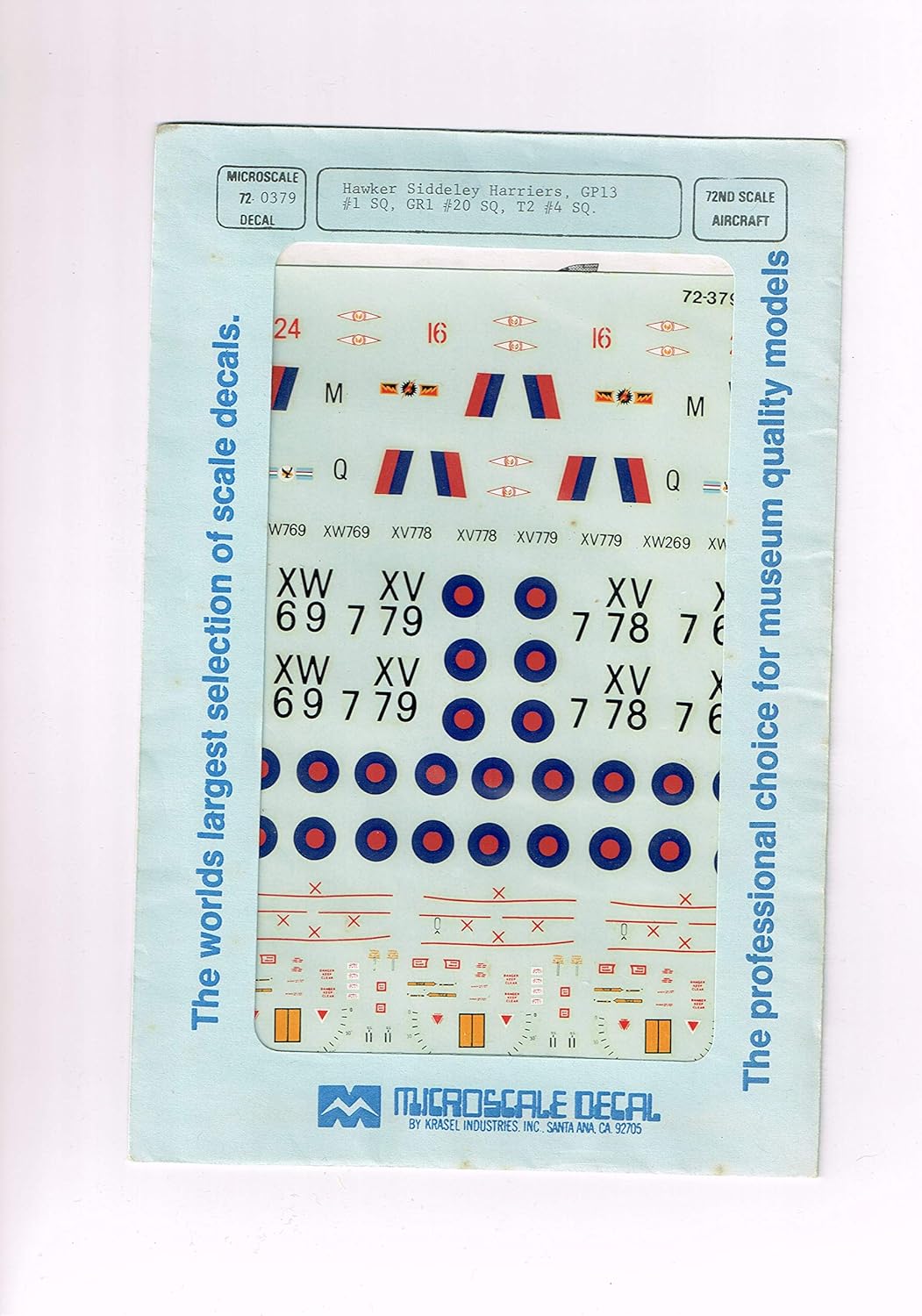 Micro Scale 1/72 Hawker Siddley Harrier GP13 GR1 T2 Plastic Model Decal [72-0379]