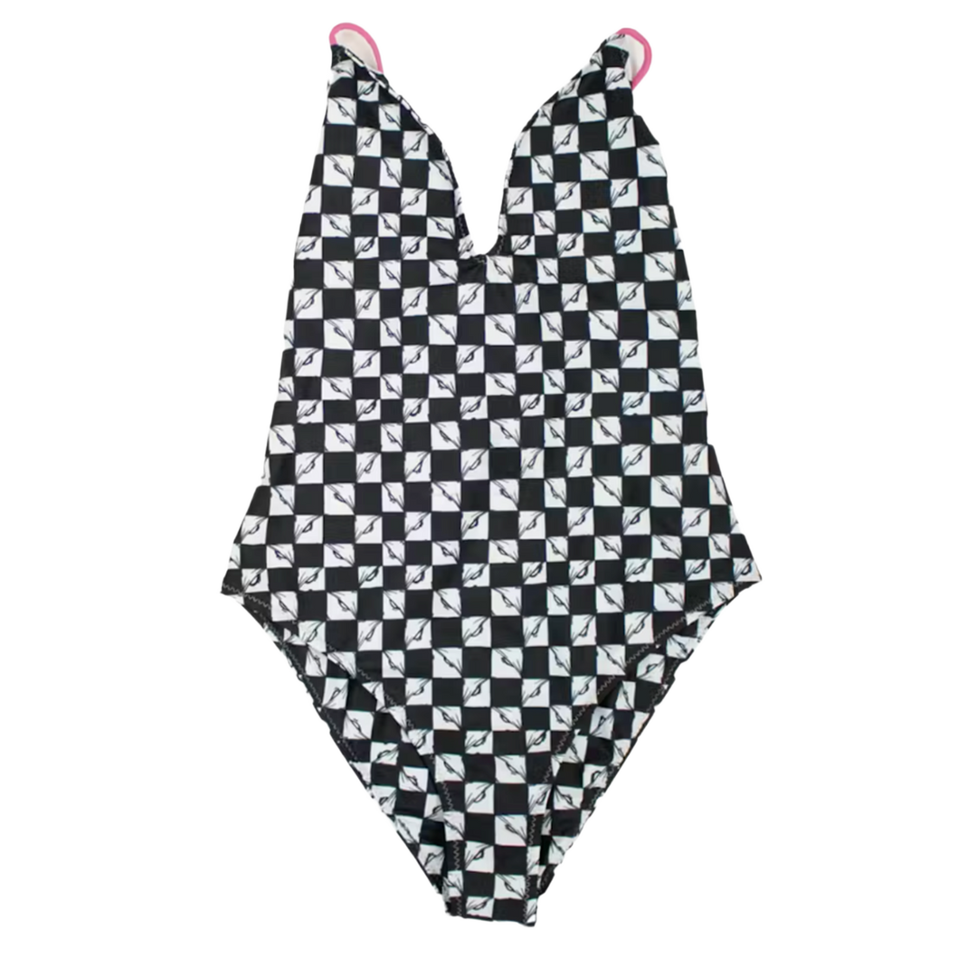 CHROME HEARTS DIPPED IN BLUE MATTY BOY '99 EYES LUST' ONE PIECE SWIMSUIT
