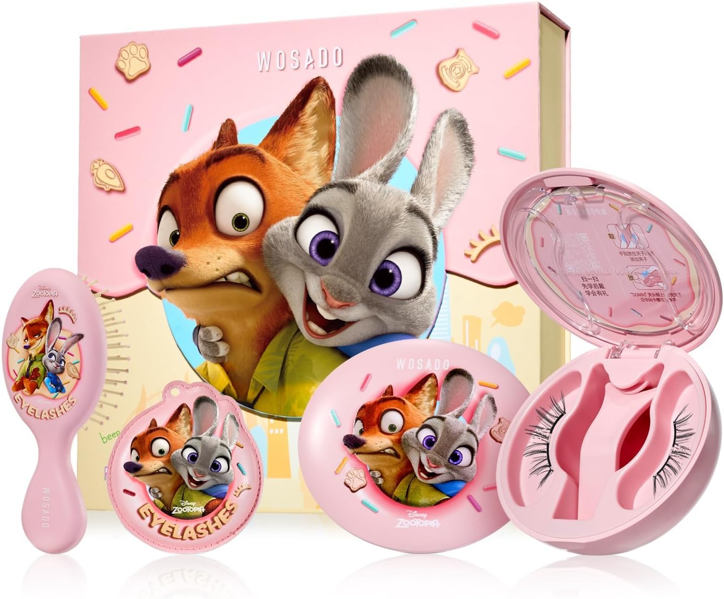 WOSADO (Official Store) X Disney's Zootopia Series Magnetic False Eyelashes Gift Set, One-Piece, No.01 Natural Black 2.0, Magnetic False Eyelashes, No Glue Required, Disney, Fluffy, Clean, Reusable
