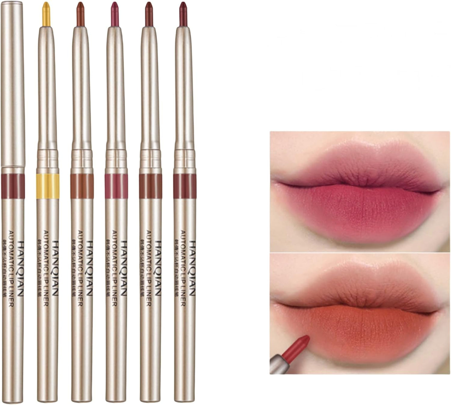 Automatic Rotating Lip Liner, Lipstick Pen, Fade-Resistant, Matte Nude, Pencil Edge, Waterproof, Long Lasting Smooth Lip Gloss-9# Grapefruit Red